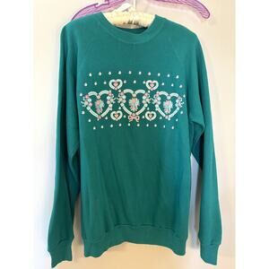 Vintage Crewneck Hearts and Florals L